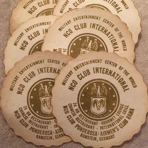 NCO Club Ramstein Germany Vintage Airmans Coasters 50s 60s era MCM USAF